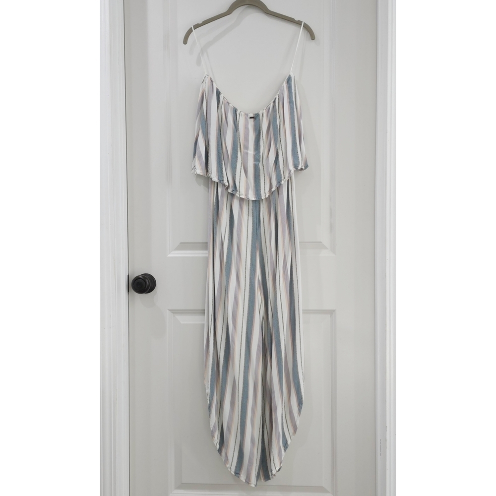 O'NEILL Strapless Multicolor Striped Boho Beachy Romper Jumpsuit, Size Large - Picture 6 of 14